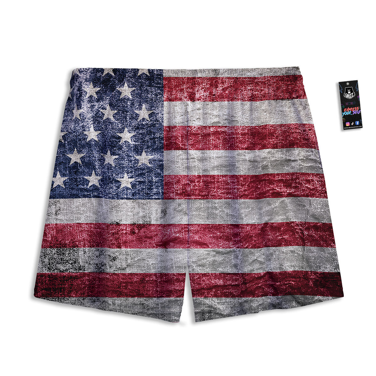 American Flag Grunge Print Mesh Shorts