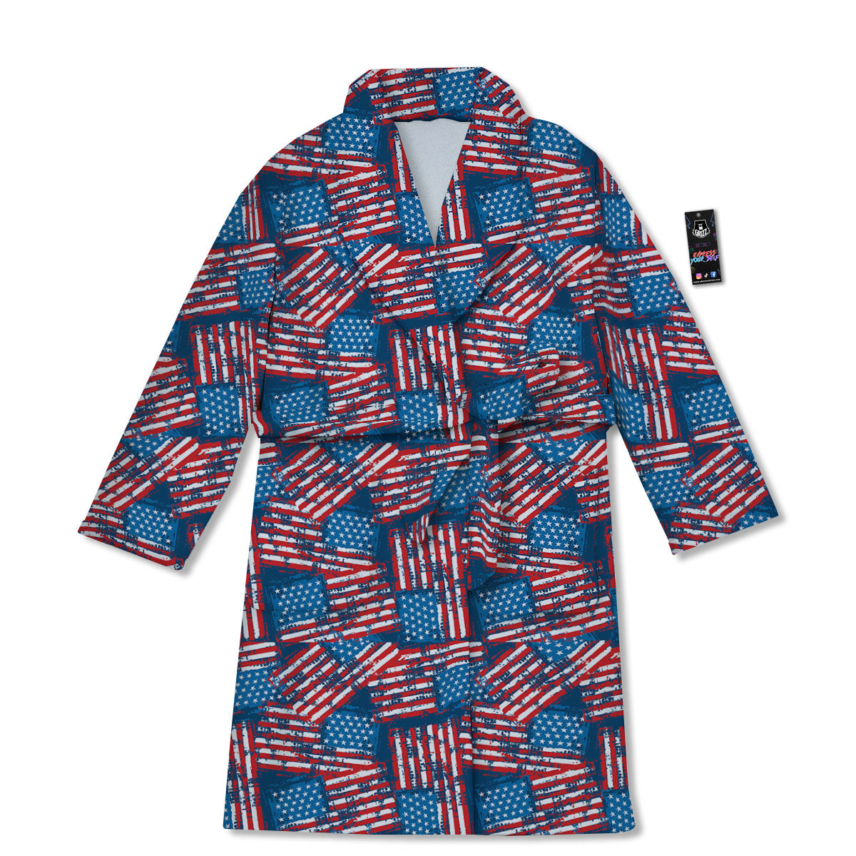 American Flag Grunge Print Pattern Bathrobe-grizzshop