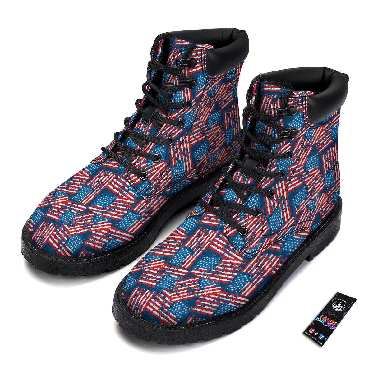 American Flag Grunge Print Pattern Boots-grizzshop