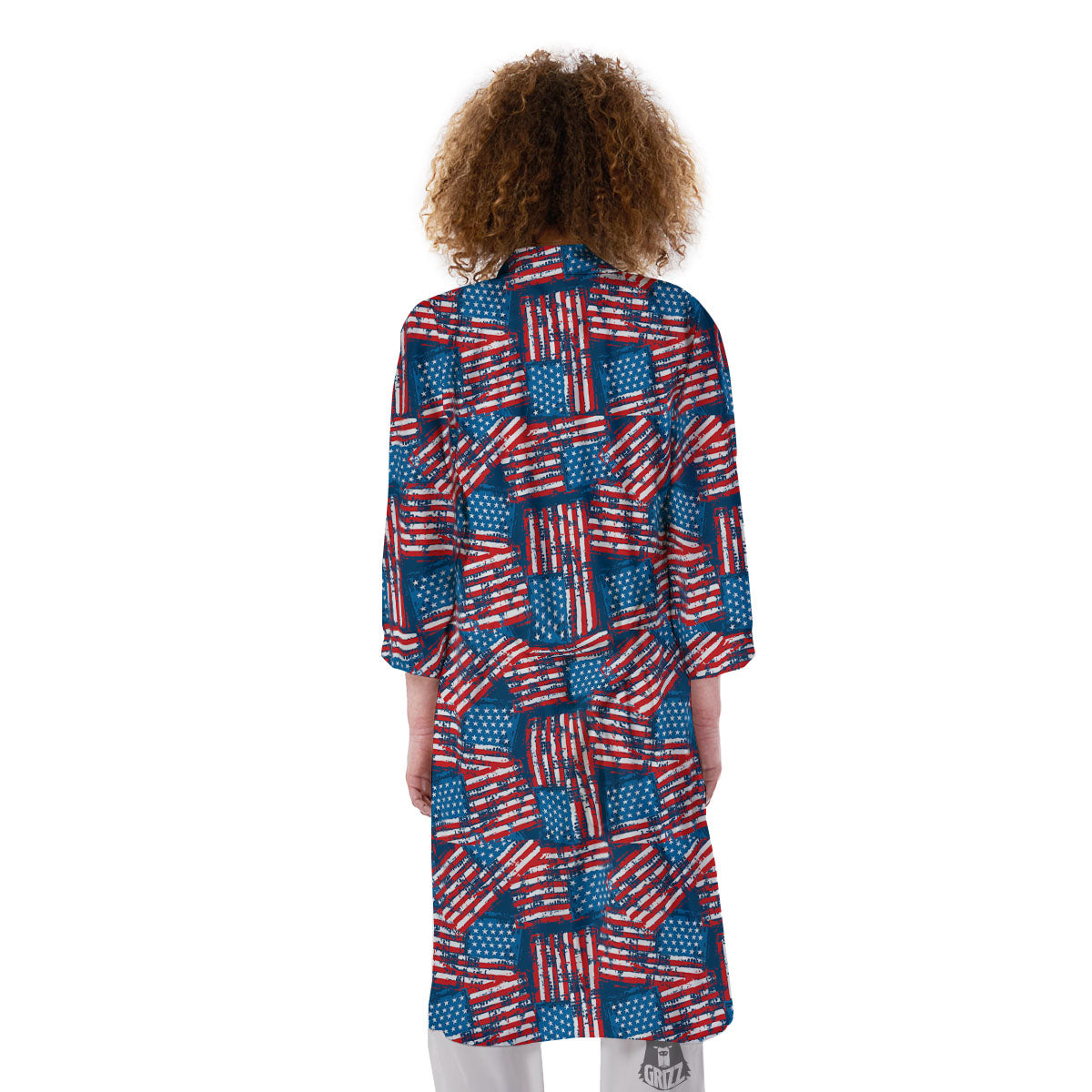 American Flag Grunge Print Pattern Kimono-grizzshop