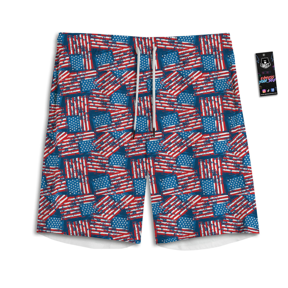 American Native Tribal Chevron Print Men's Athletic Shorts