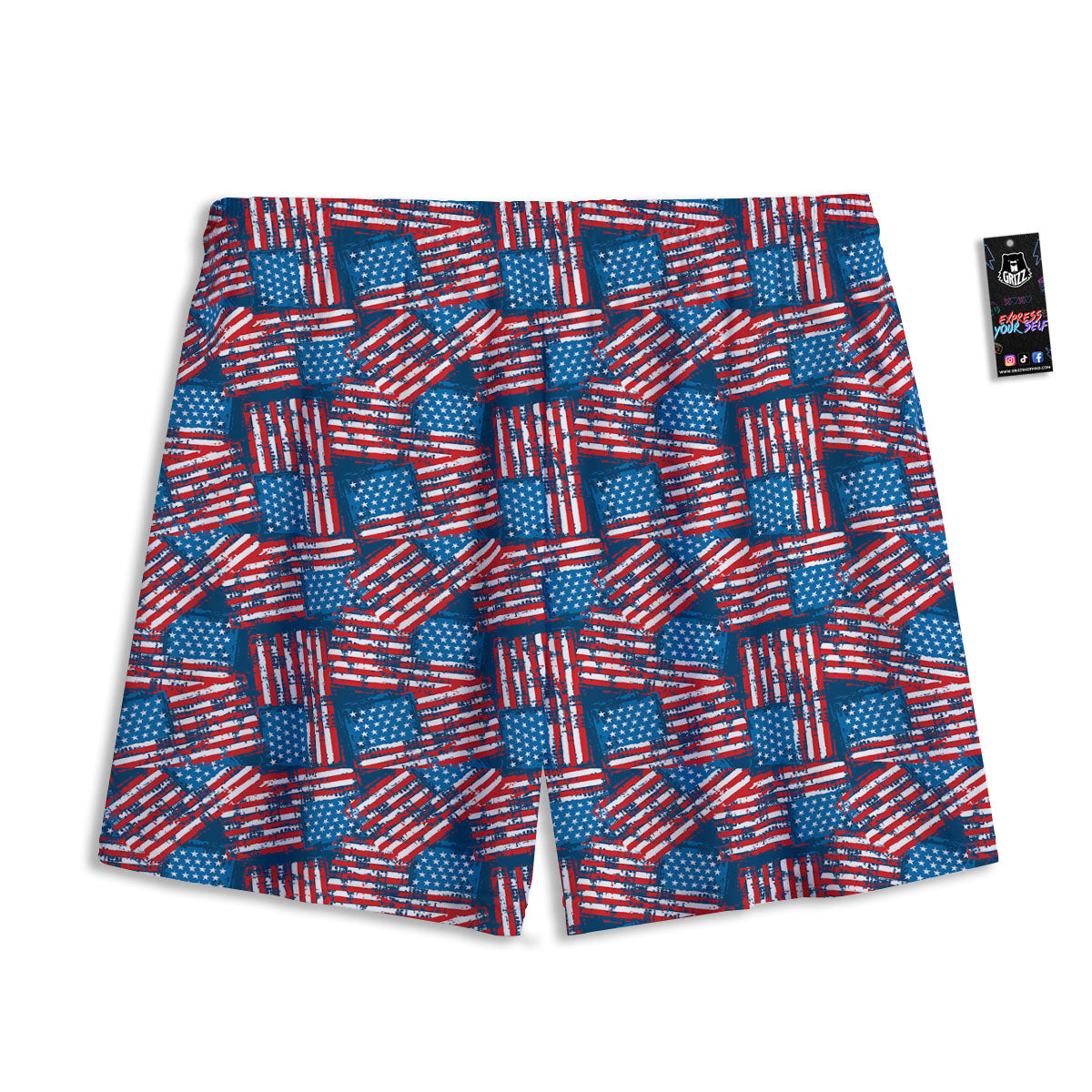American Flag Grunge Print Pattern Mesh Shorts