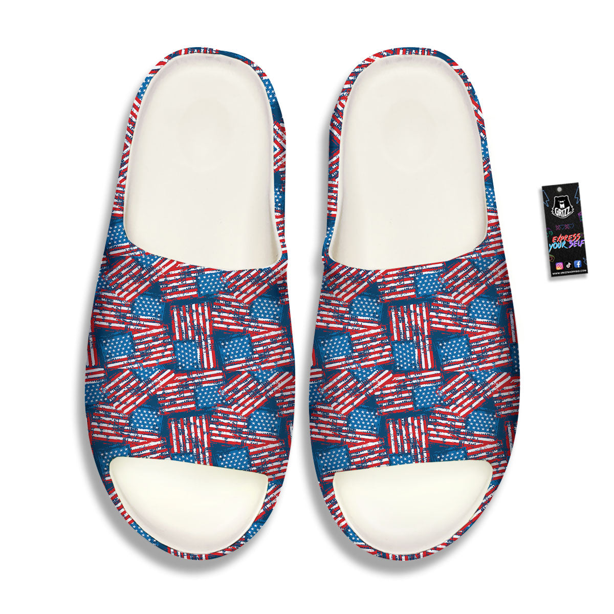 American Flag Grunge Print Pattern Sandals-grizzshop