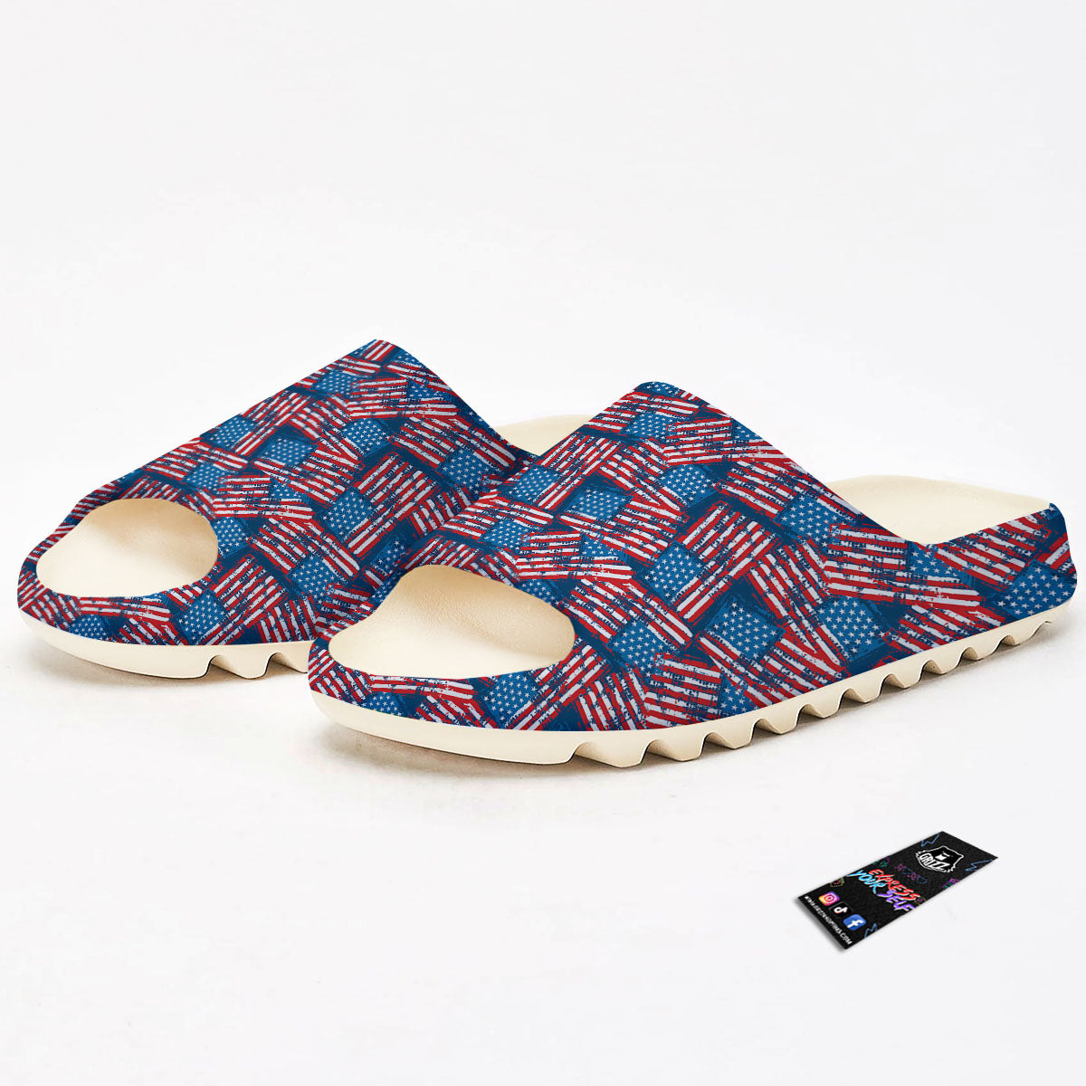 American Flag Grunge Print Pattern Sandals-grizzshop