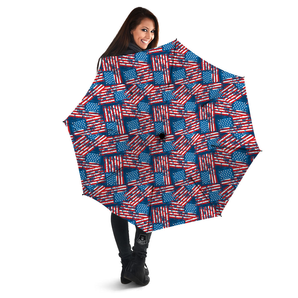 American Flag Grunge Print Pattern Umbrella-grizzshop