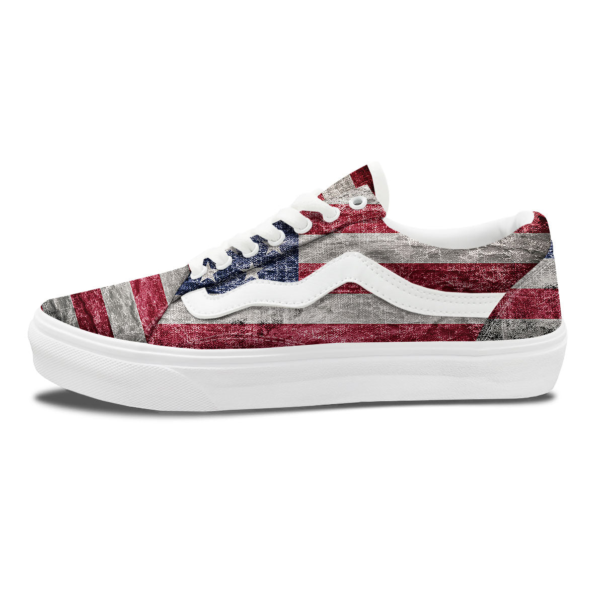 American Flag Grunge Print Skate Shoes-grizzshop