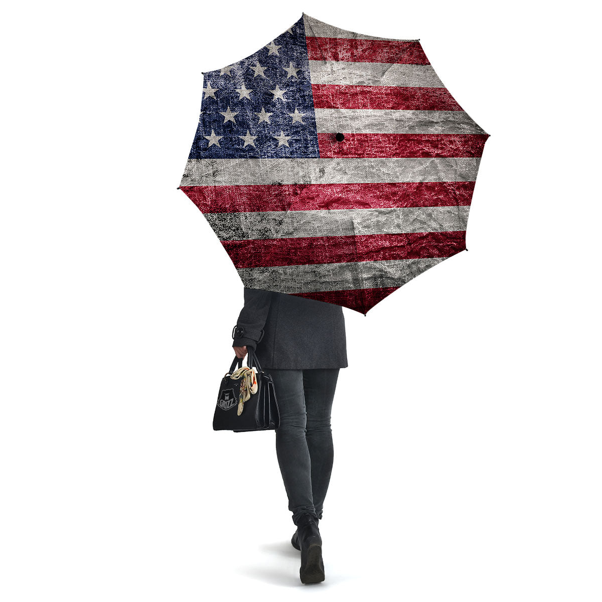 American Flag Grunge Print Umbrella-grizzshop