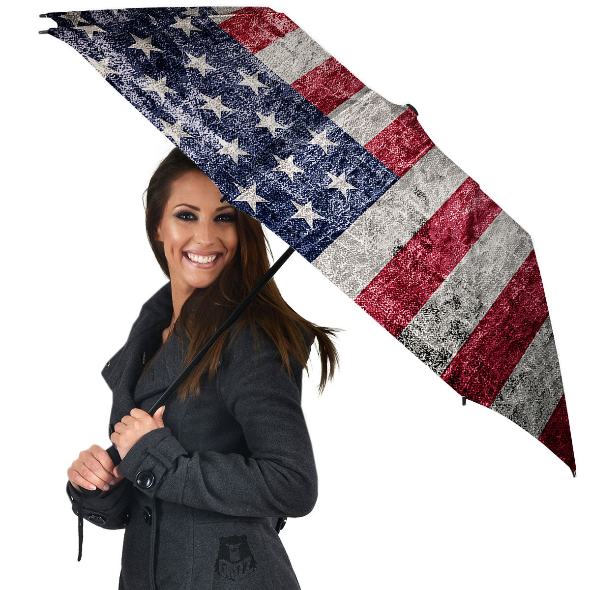 American Flag Grunge Print Umbrella-grizzshop