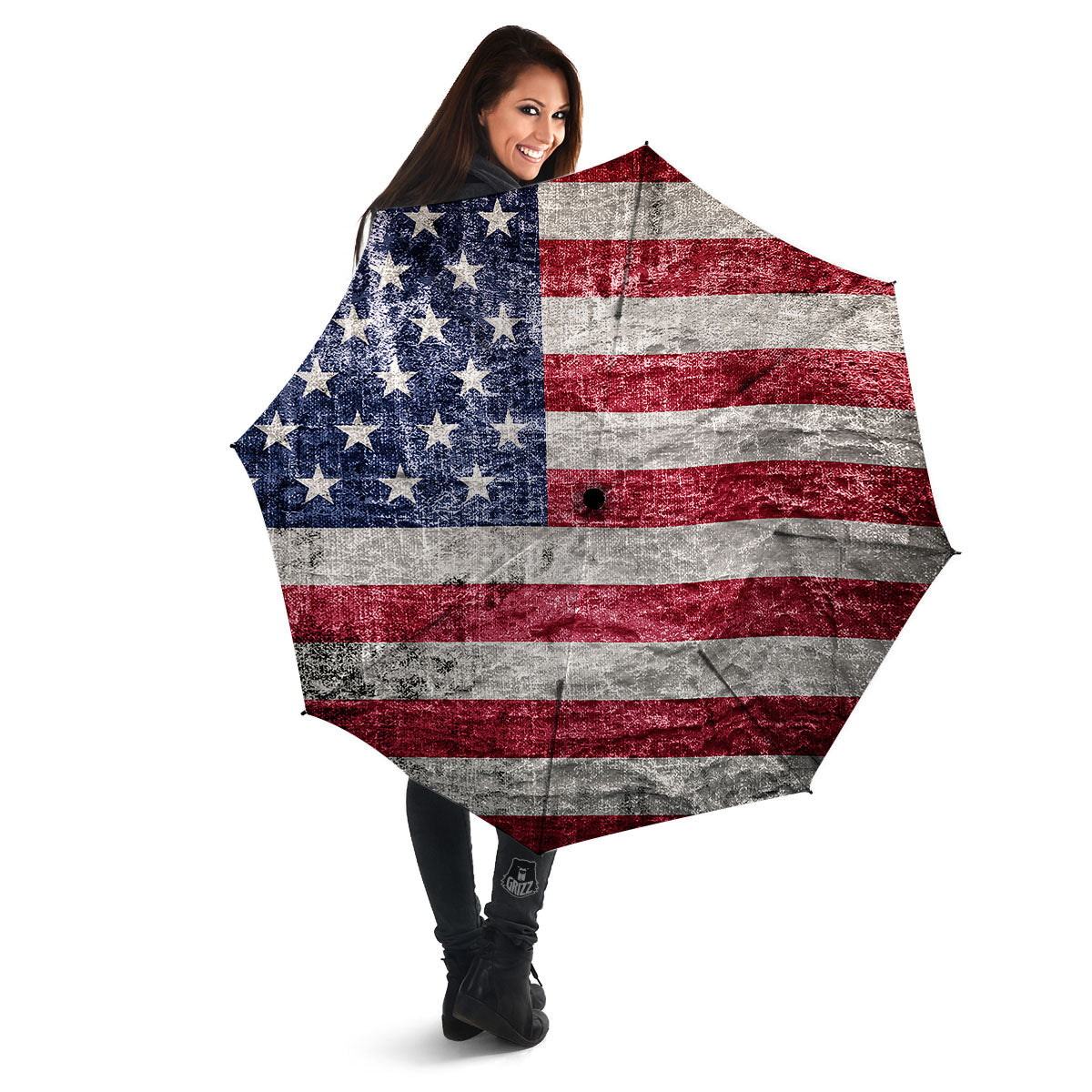 American Flag Grunge Print Umbrella-grizzshop