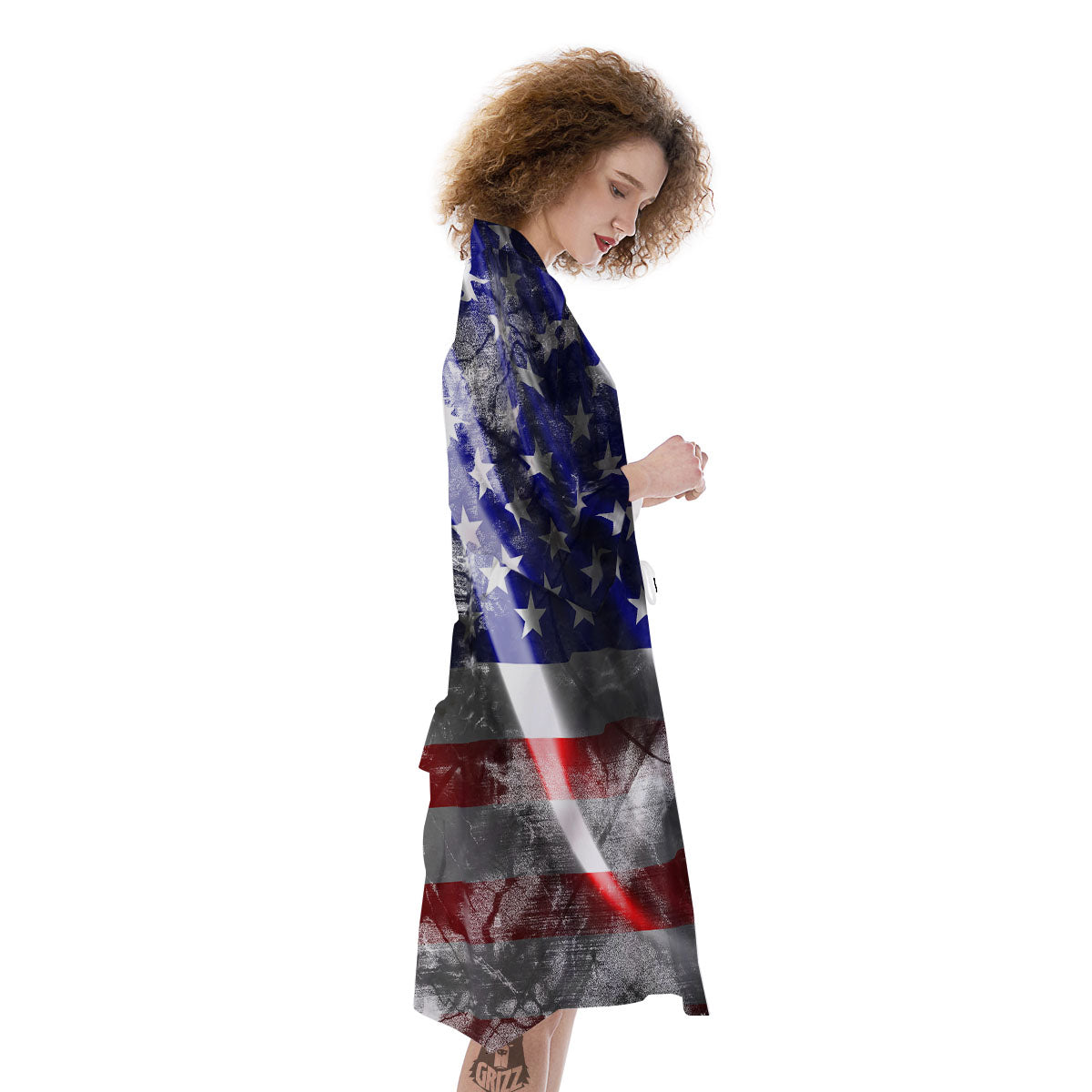 American Flag Grunge Ripped Paper Print Kimono-grizzshop