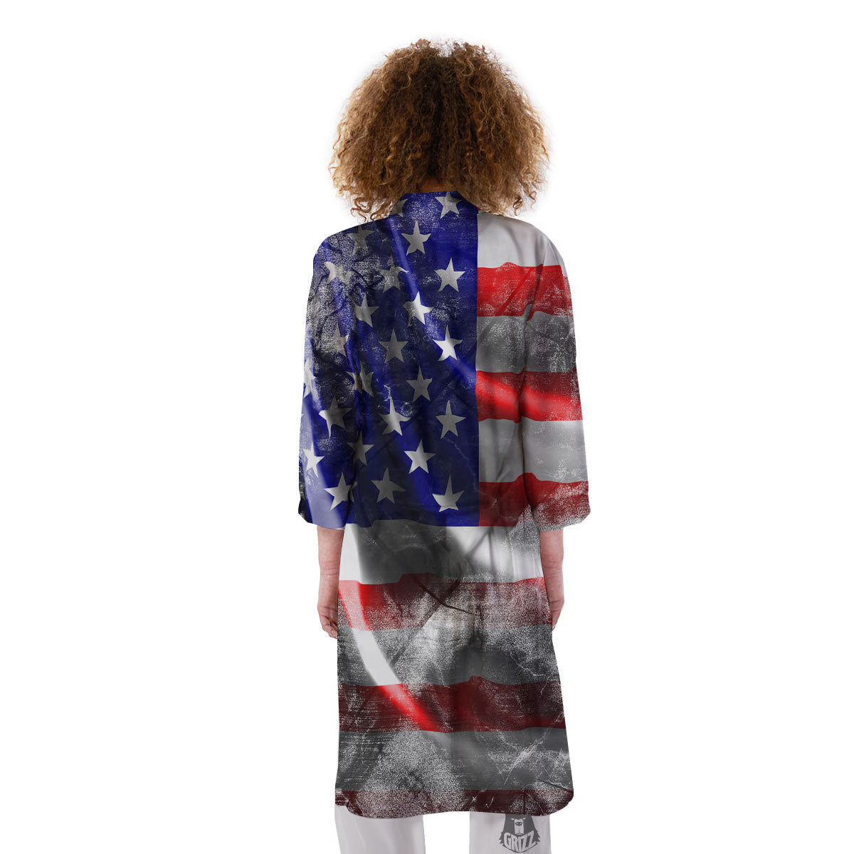 American Flag Grunge Ripped Paper Print Kimono-grizzshop