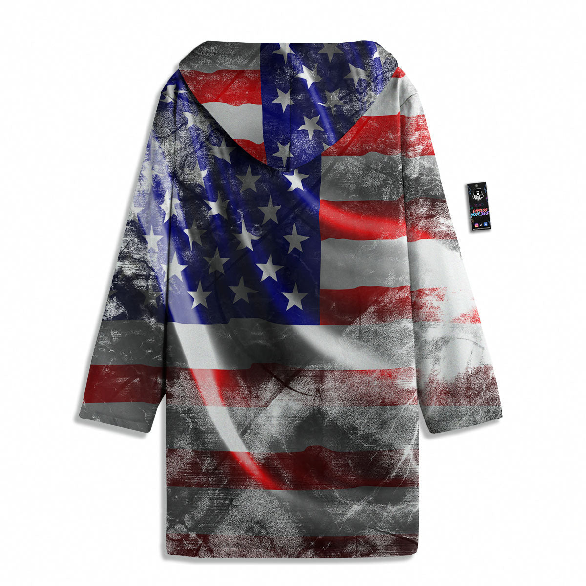 American Flag Grunge Ripped Paper Print Men's Windbreaker Jacket-grizzshop
