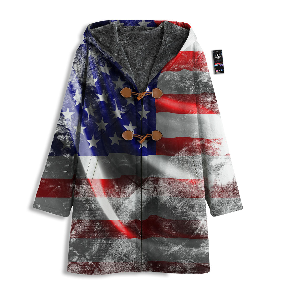 American Flag Grunge Ripped Paper Print Men's Windbreaker Jacket-grizzshop