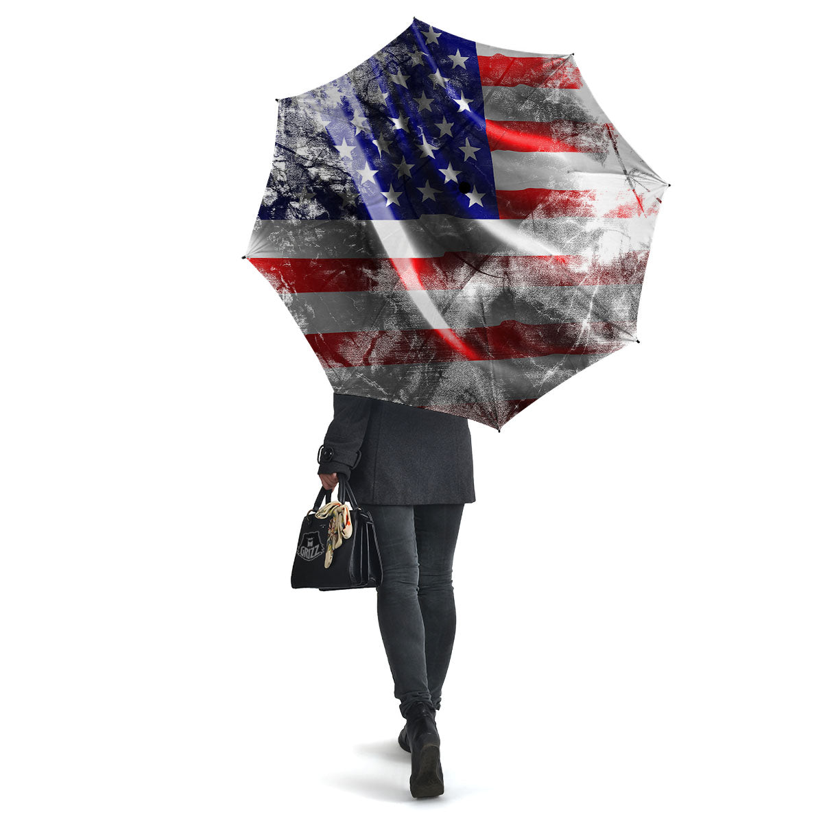 American Flag Grunge Ripped Paper Print Umbrella-grizzshop