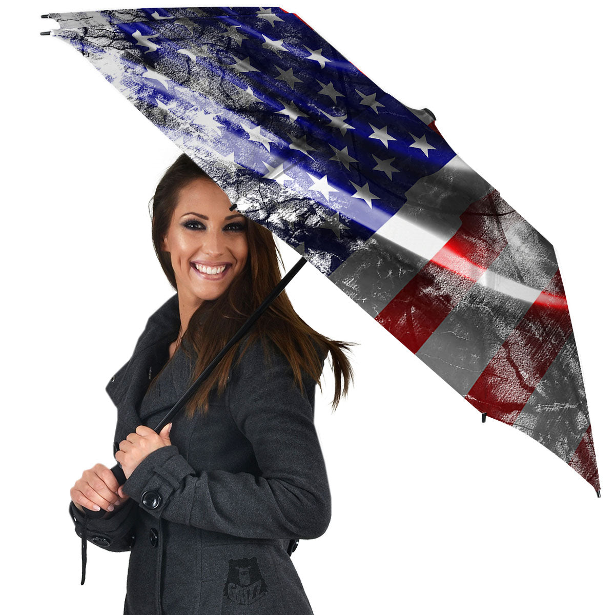 American Flag Grunge Ripped Paper Print Umbrella-grizzshop