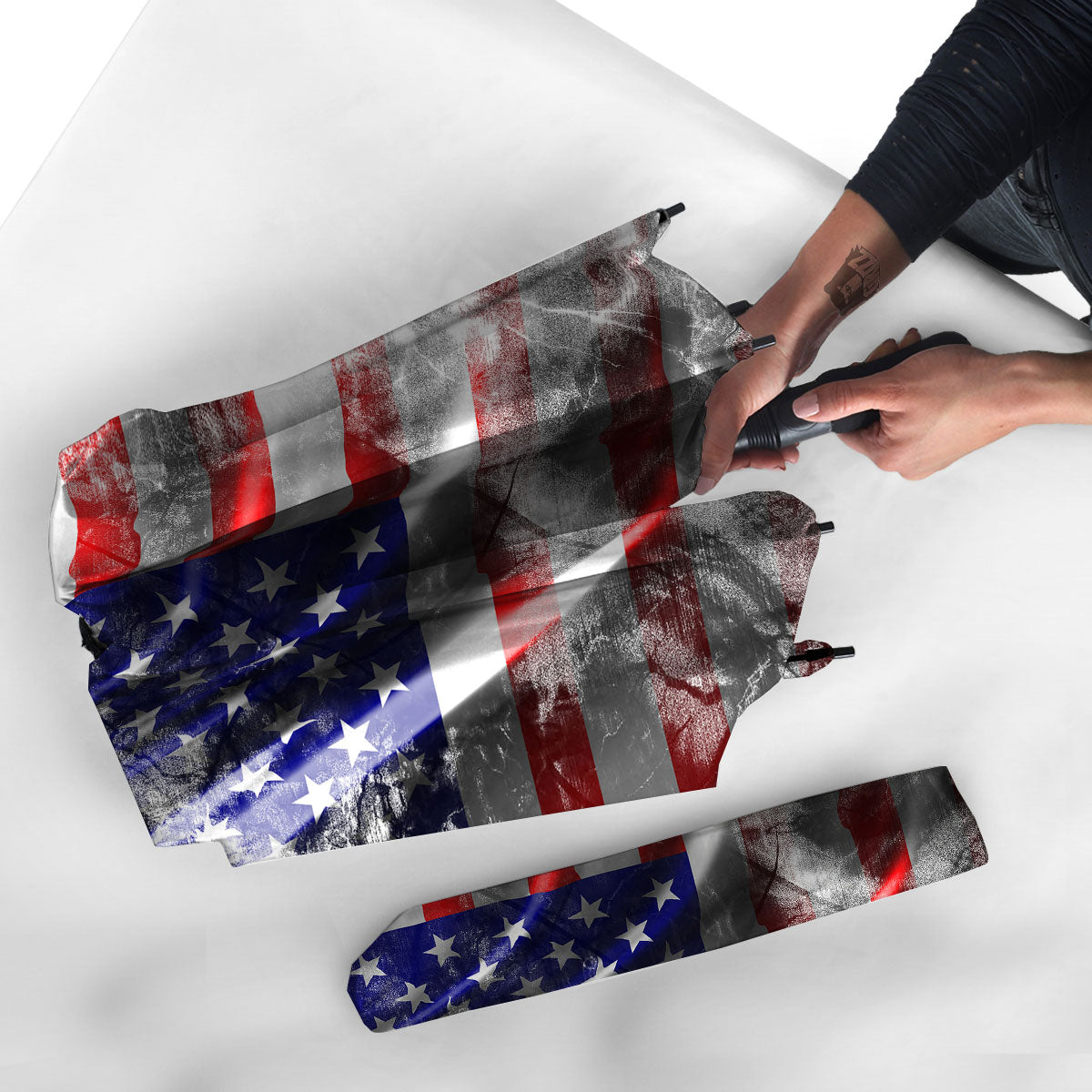 American Flag Grunge Ripped Paper Print Umbrella-grizzshop