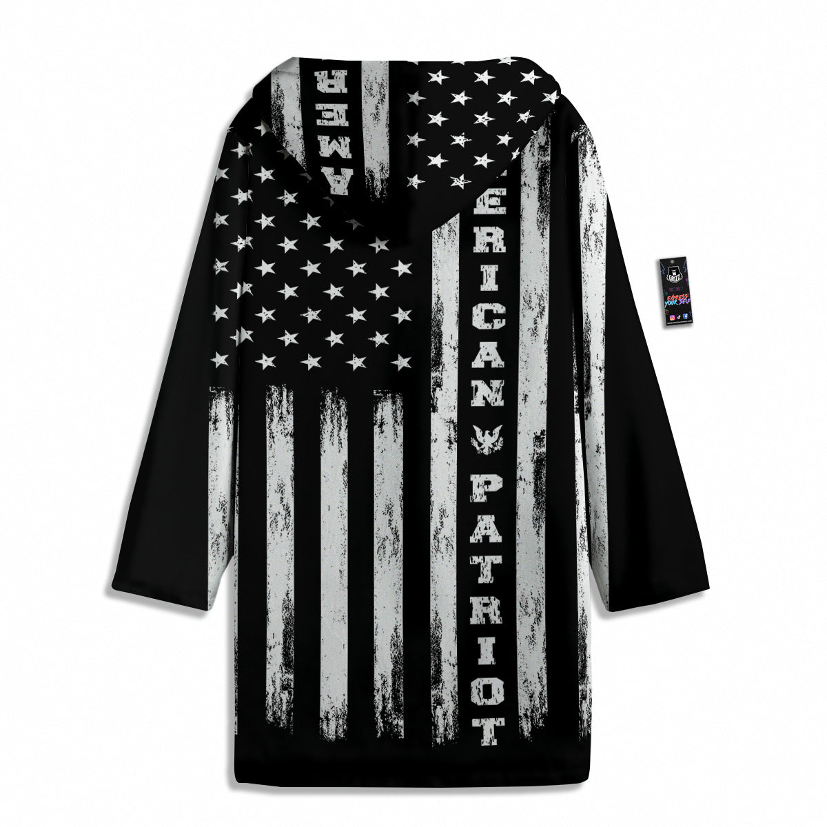 American Flag Grunge White And Black Print Men's Windbreaker Jacket-grizzshop