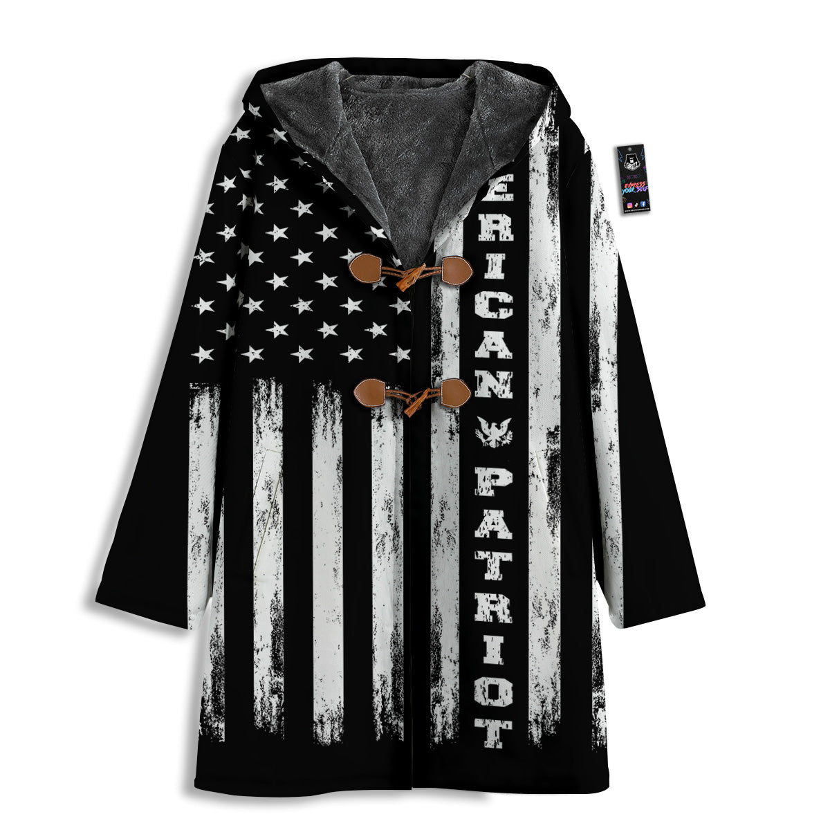 American Flag Grunge White And Black Print Men's Windbreaker Jacket-grizzshop