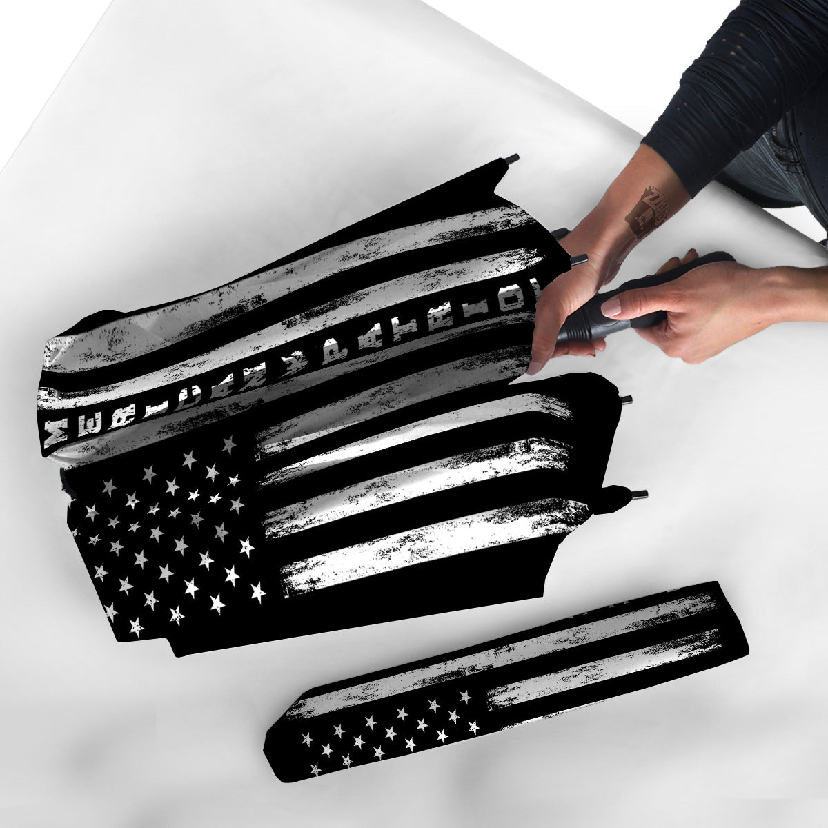 American Flag Grunge White And Black Print Umbrella-grizzshop