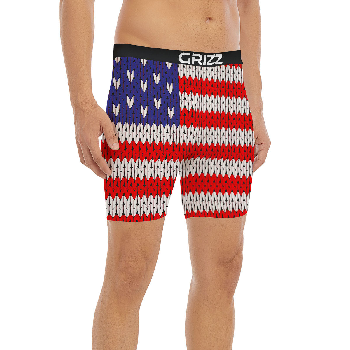 American Flag Knitted Print Boxer Briefs-grizzshop