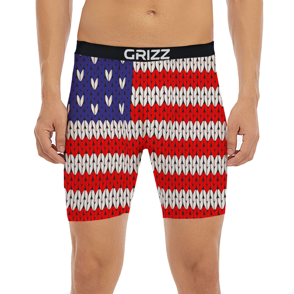 American Flag Knitted Print Boxer Briefs-grizzshop