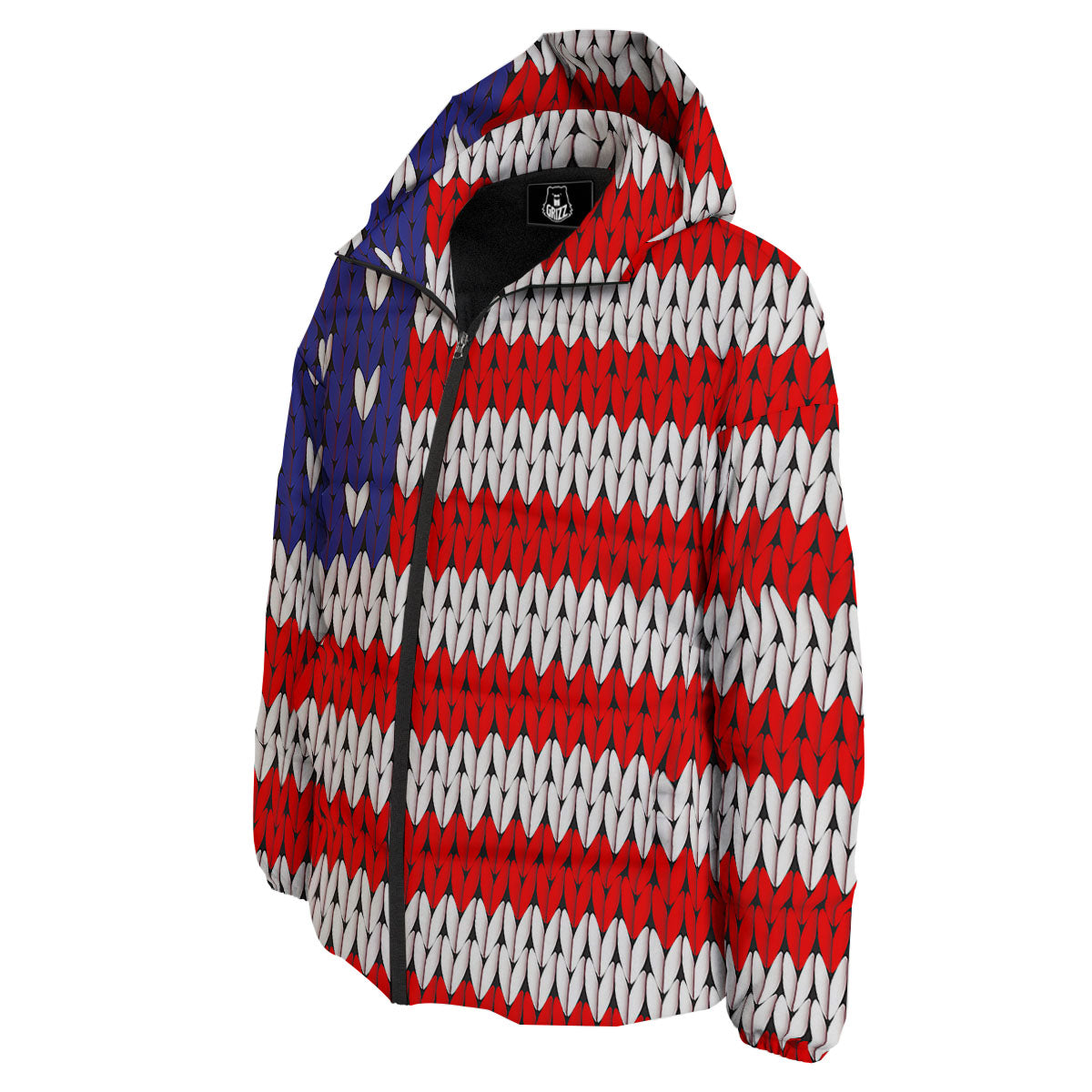 American Flag Knitted Print Down Jacket-grizzshop