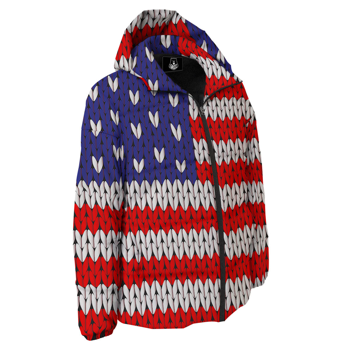 American Flag Knitted Print Down Jacket-grizzshop