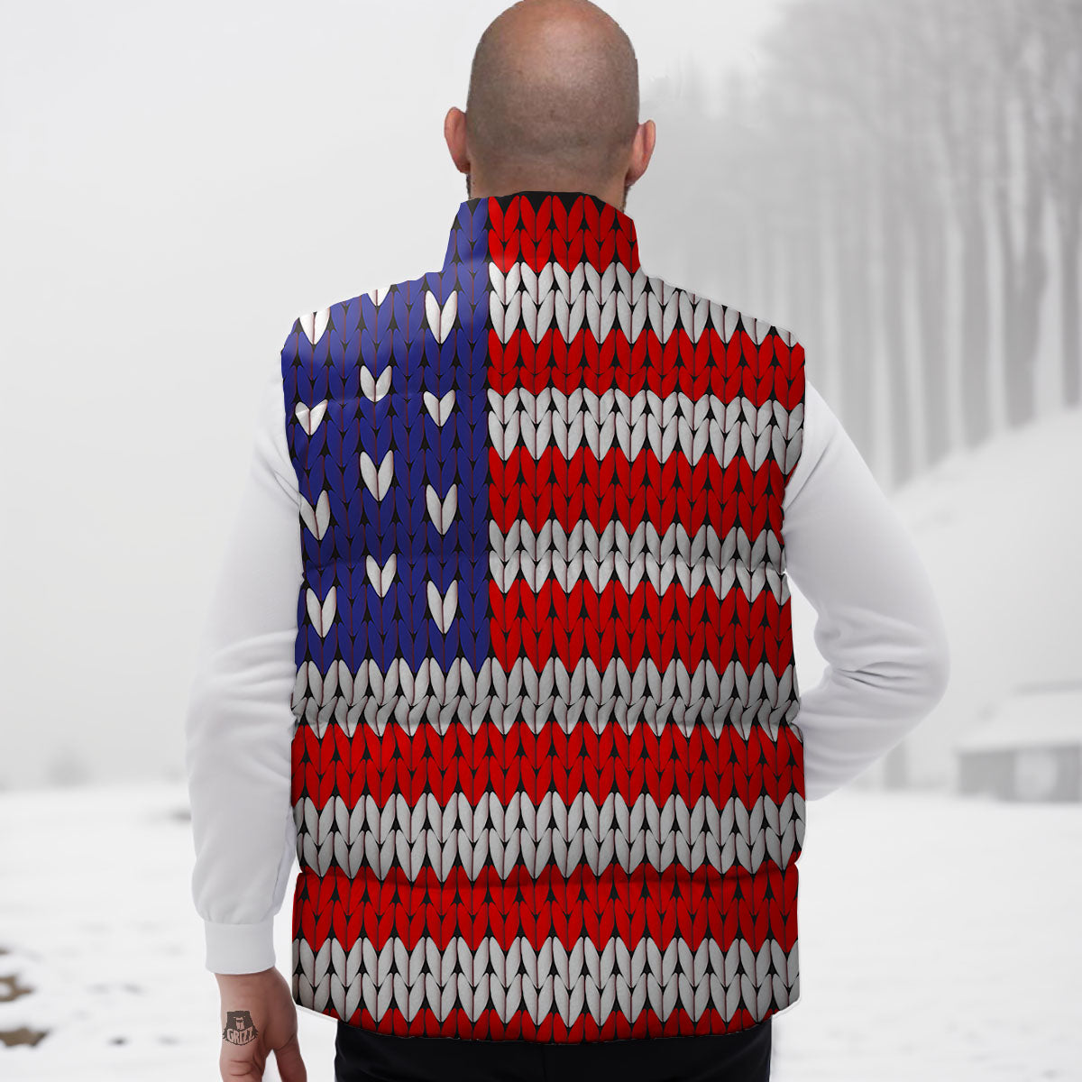 American Flag Knitted Print Down Vest
