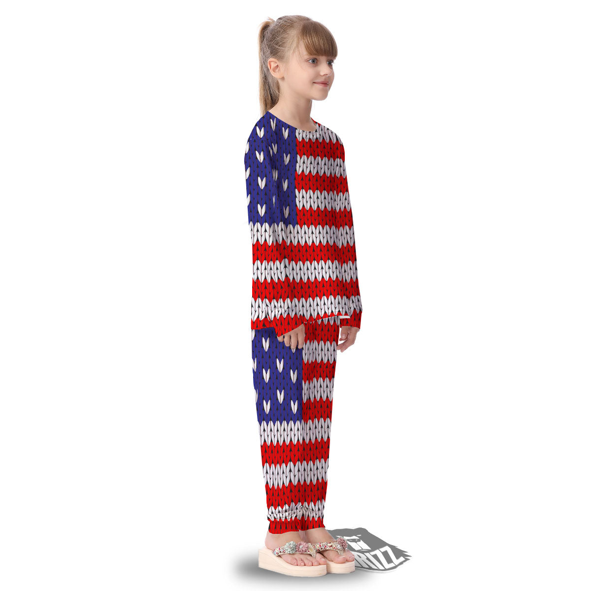American Flag Knitted Print Kid's Pajamas-grizzshop
