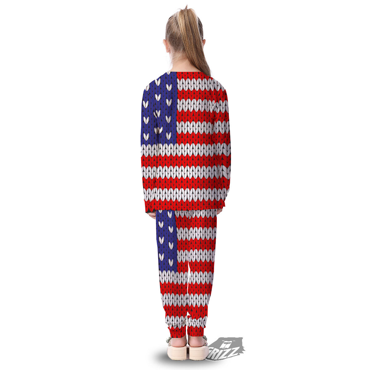 American Flag Knitted Print Kid's Pajamas-grizzshop