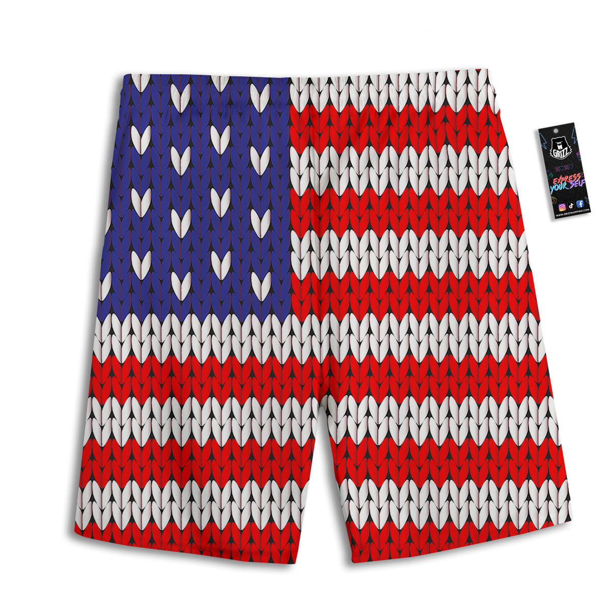 American Flag Knitted Print Men's Athletic Shorts