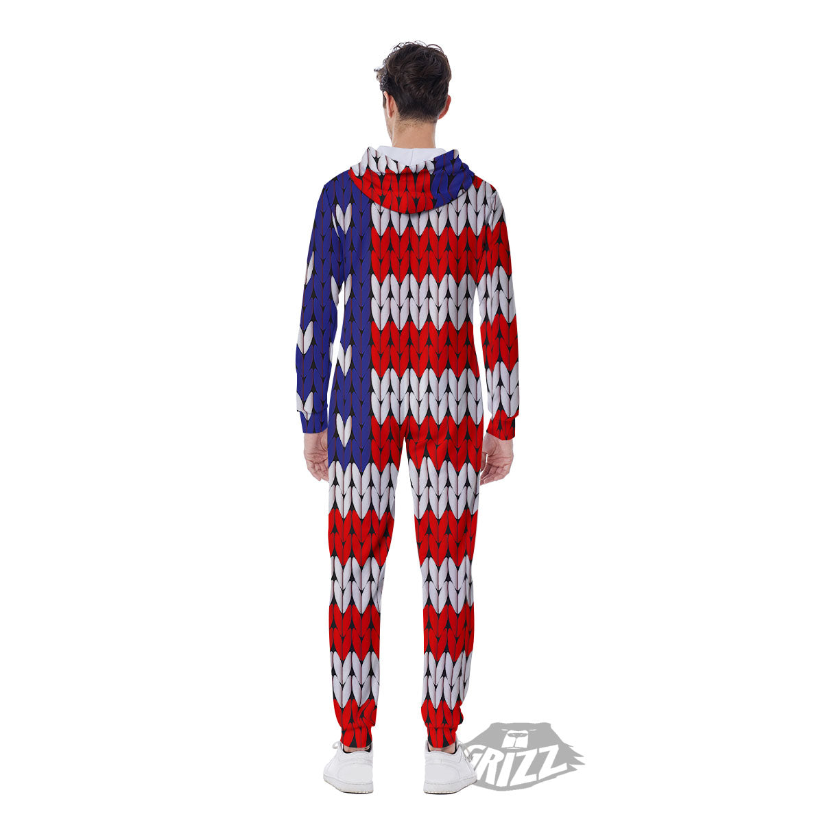 American Flag Knitted Print Men's Jumpsuit-grizzshop