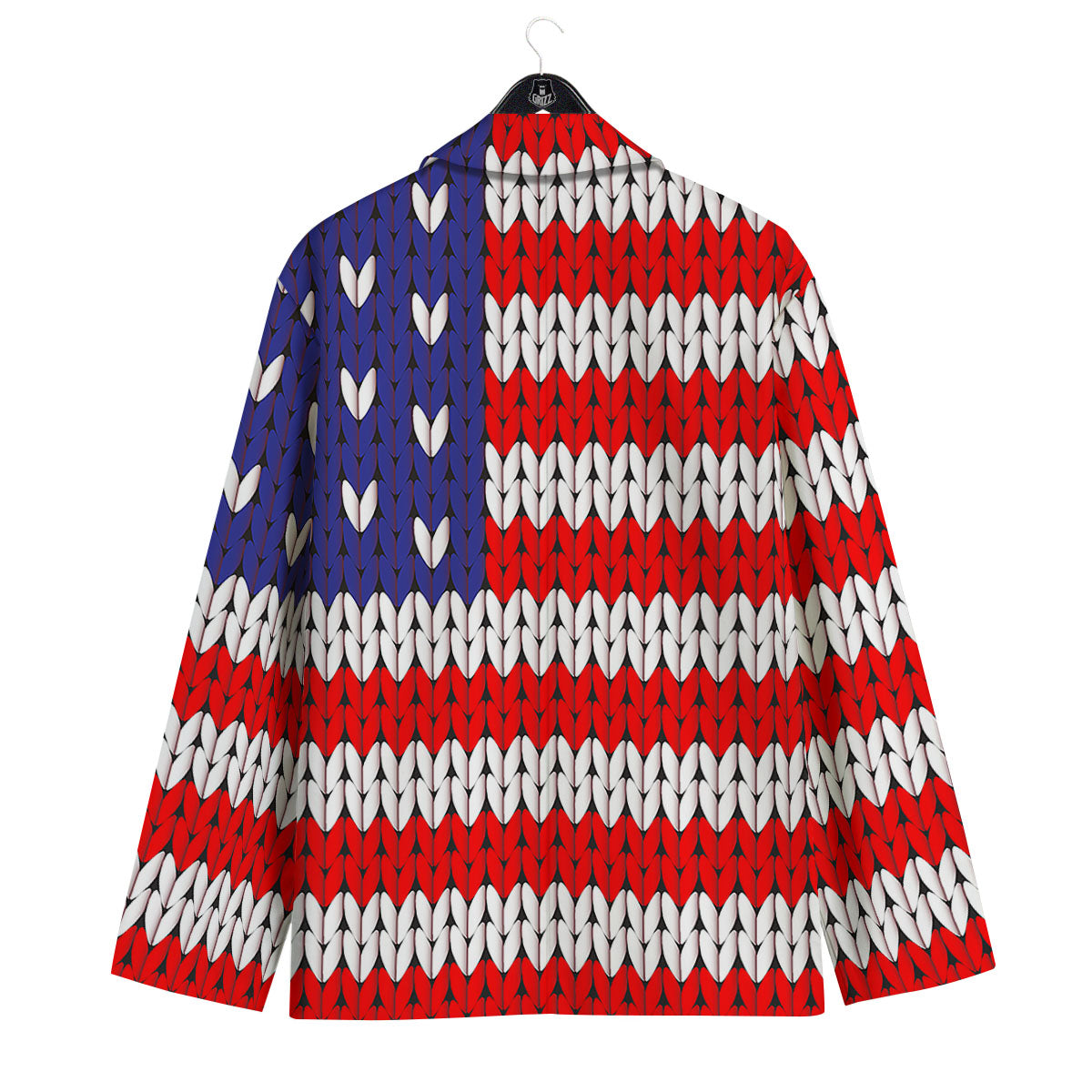 American Flag Knitted Print Men's Sport Coat-grizzshop