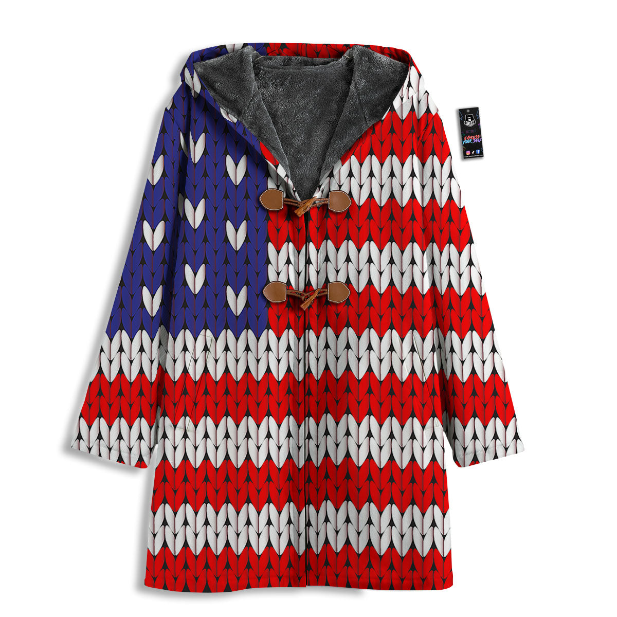 American Flag Knitted Print Men's Windbreaker Jacket-grizzshop