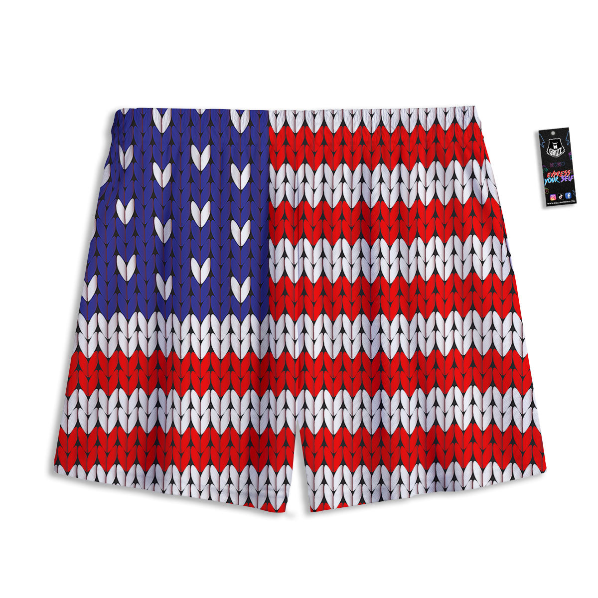 American Flag Knitted Print Mesh Shorts