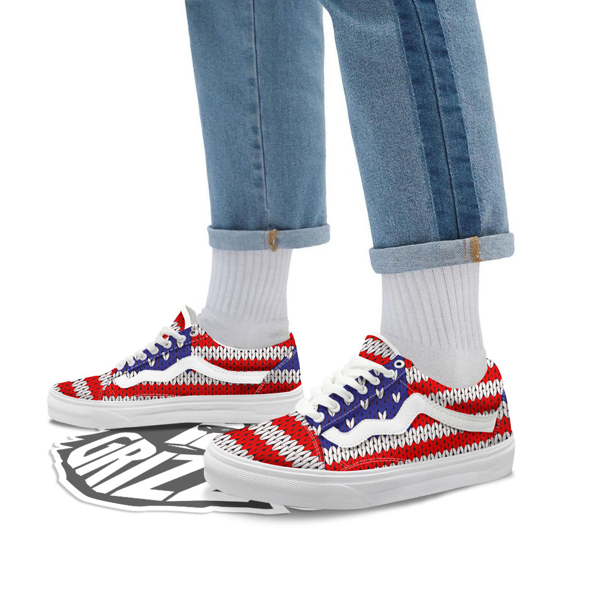 American Flag Knitted Print Skate Shoes-grizzshop