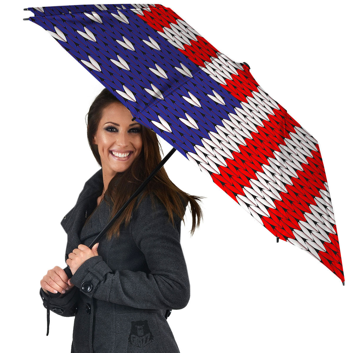 American Flag Knitted Print Umbrella-grizzshop