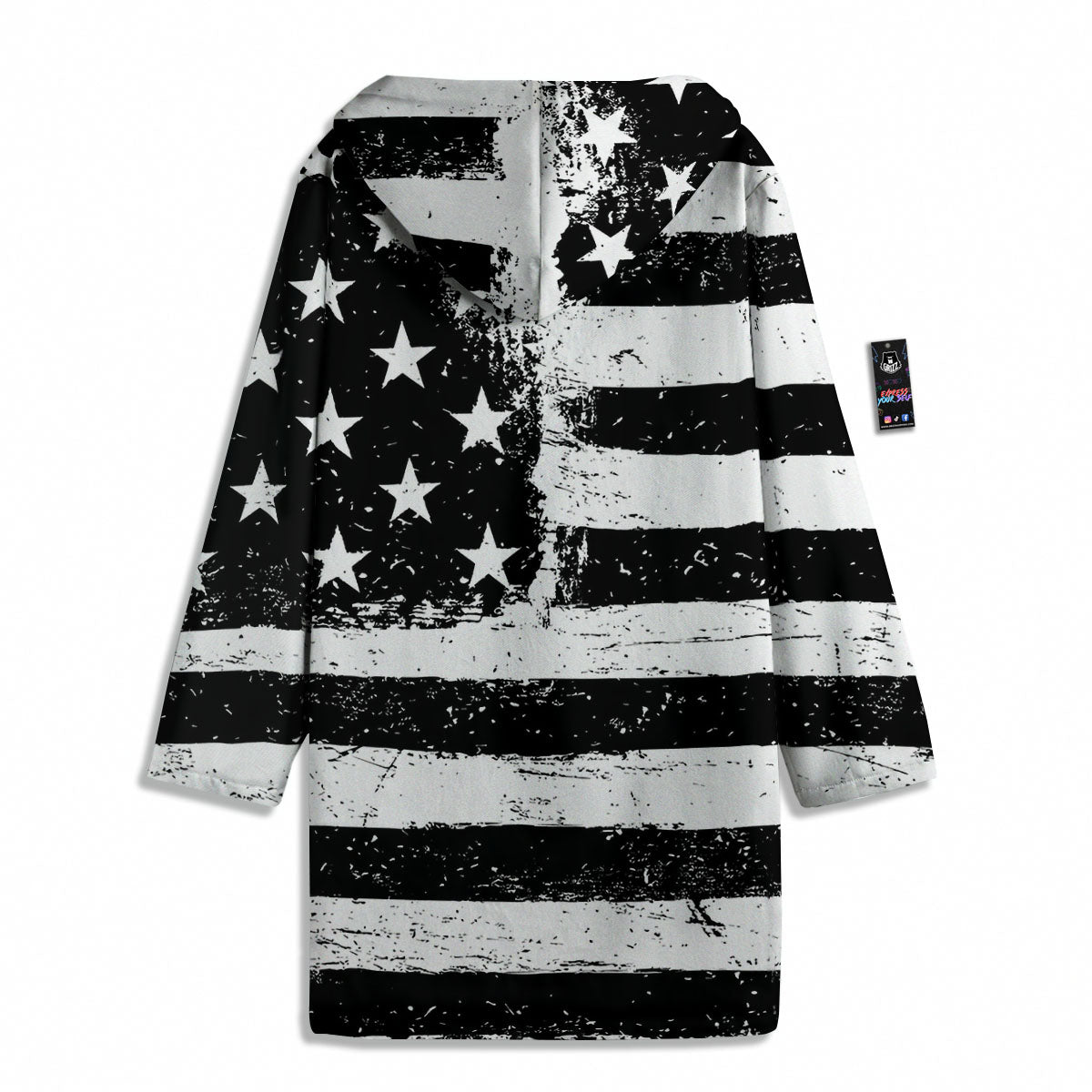 American Flag Monochrome Grunge Print Men's Windbreaker Jacket-grizzshop