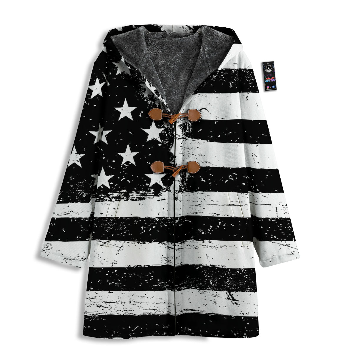 American Flag Monochrome Grunge Print Men's Windbreaker Jacket-grizzshop