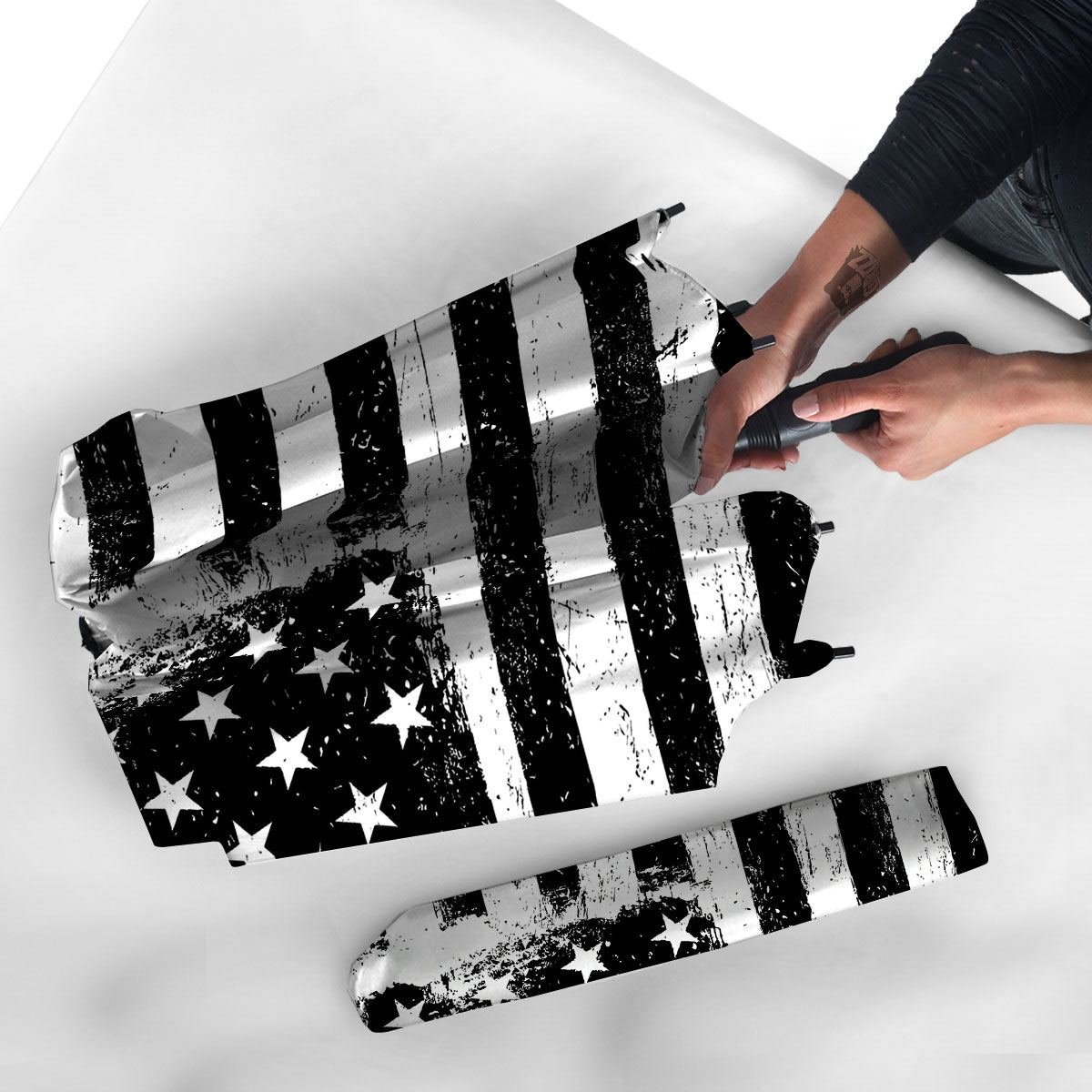 American Flag Monochrome Grunge Print Umbrella-grizzshop