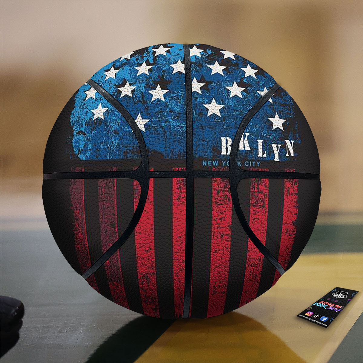 American Flag Vintage Print Basketball
