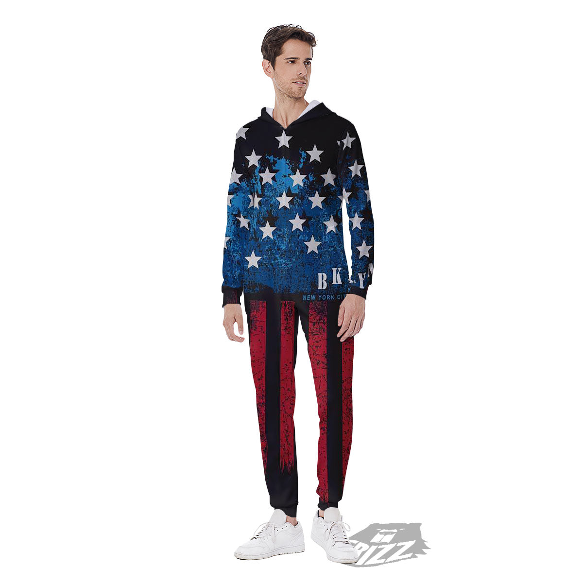 American Flag Vintage Print Men's Jumpsuit-grizzshop