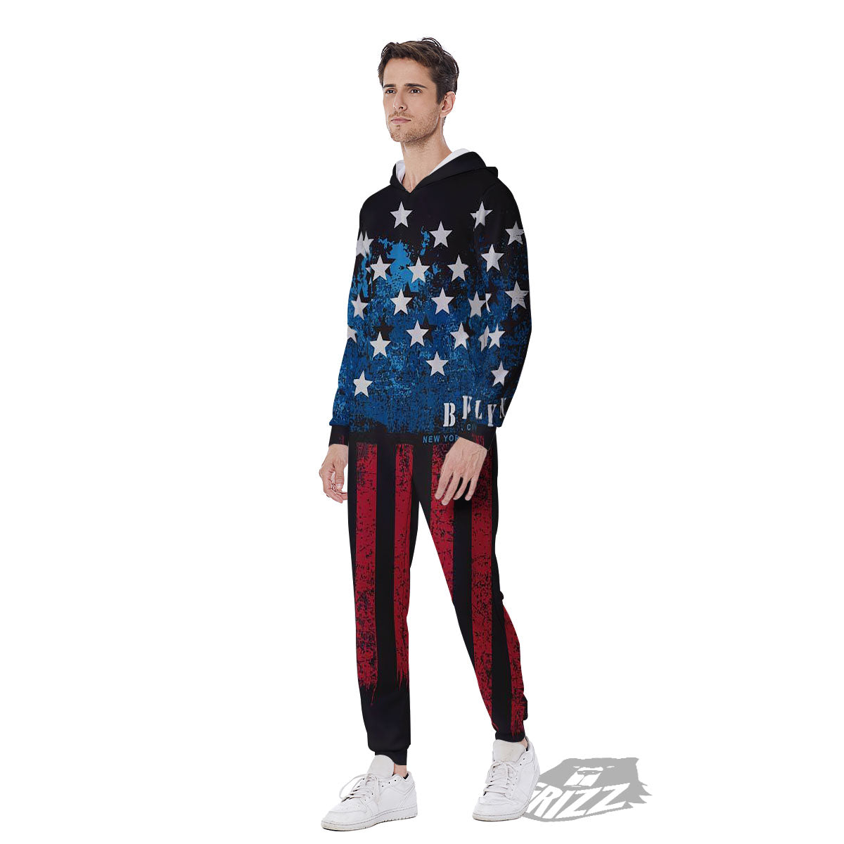 American Flag Vintage Print Men's Jumpsuit-grizzshop