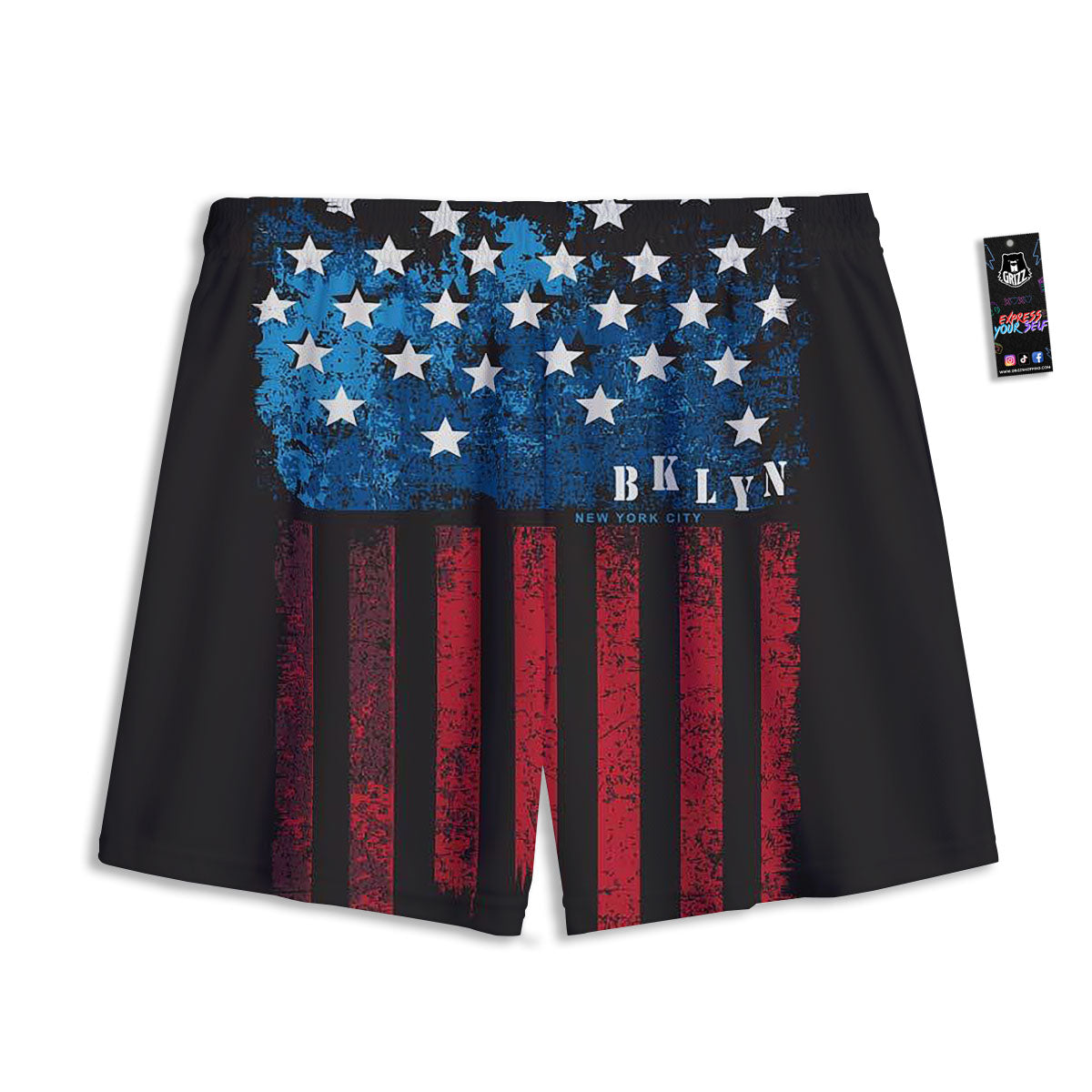 American Flag Vintage Print Mesh Shorts