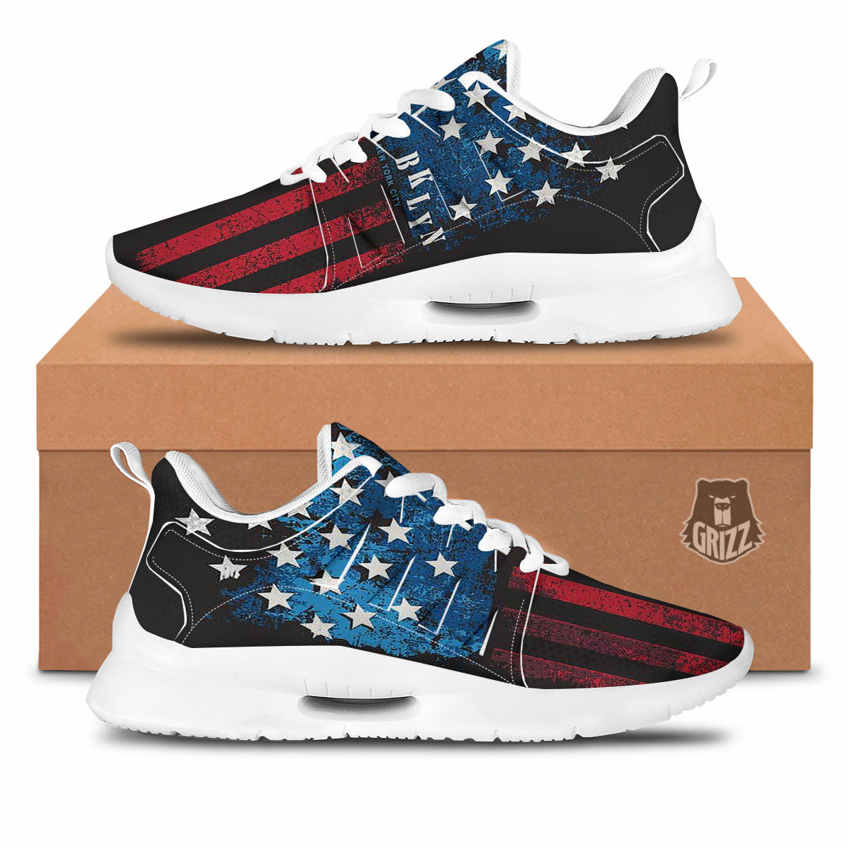American Flag Vintage Print Tennis Shoes-grizzshop