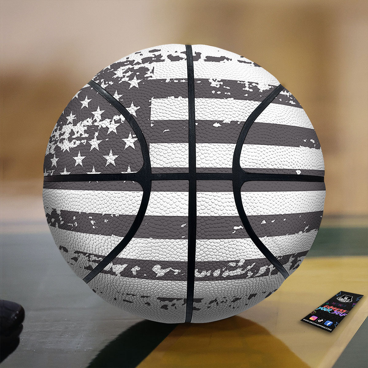 American Flag White And Black Print Basketball