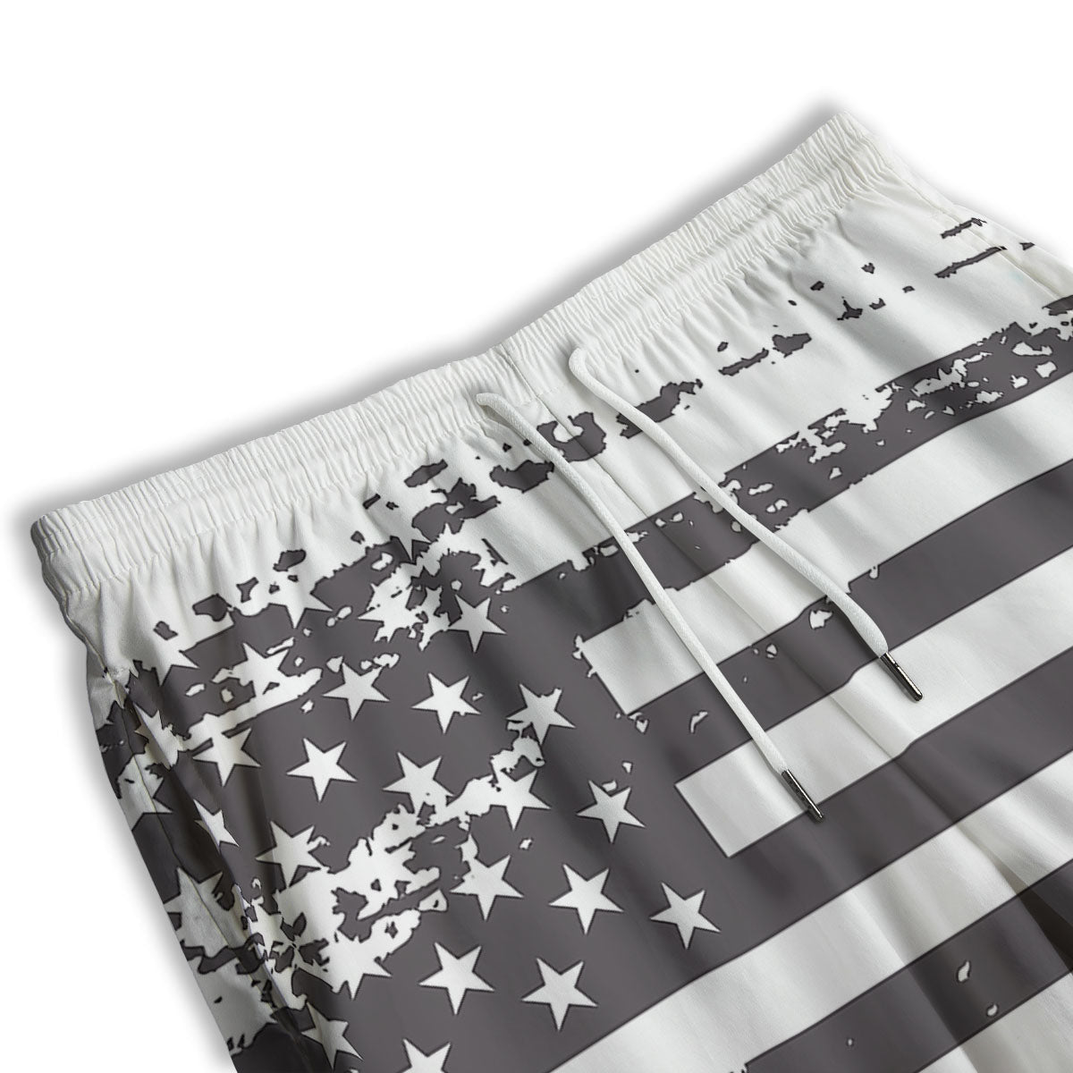 American Flag White And Black Print Men's Athletic Shorts