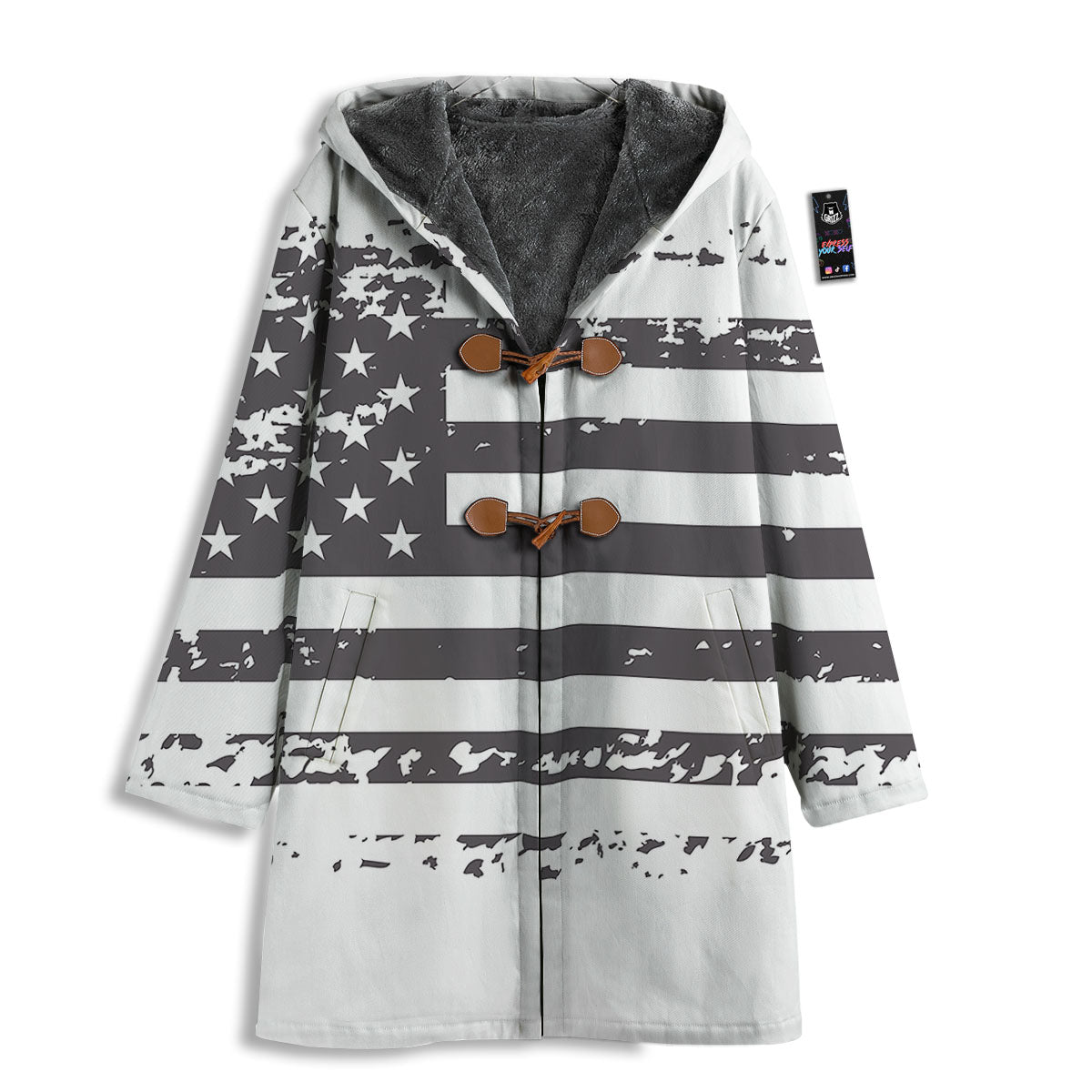 American Flag White And Black Print Men's Windbreaker Jacket-grizzshop
