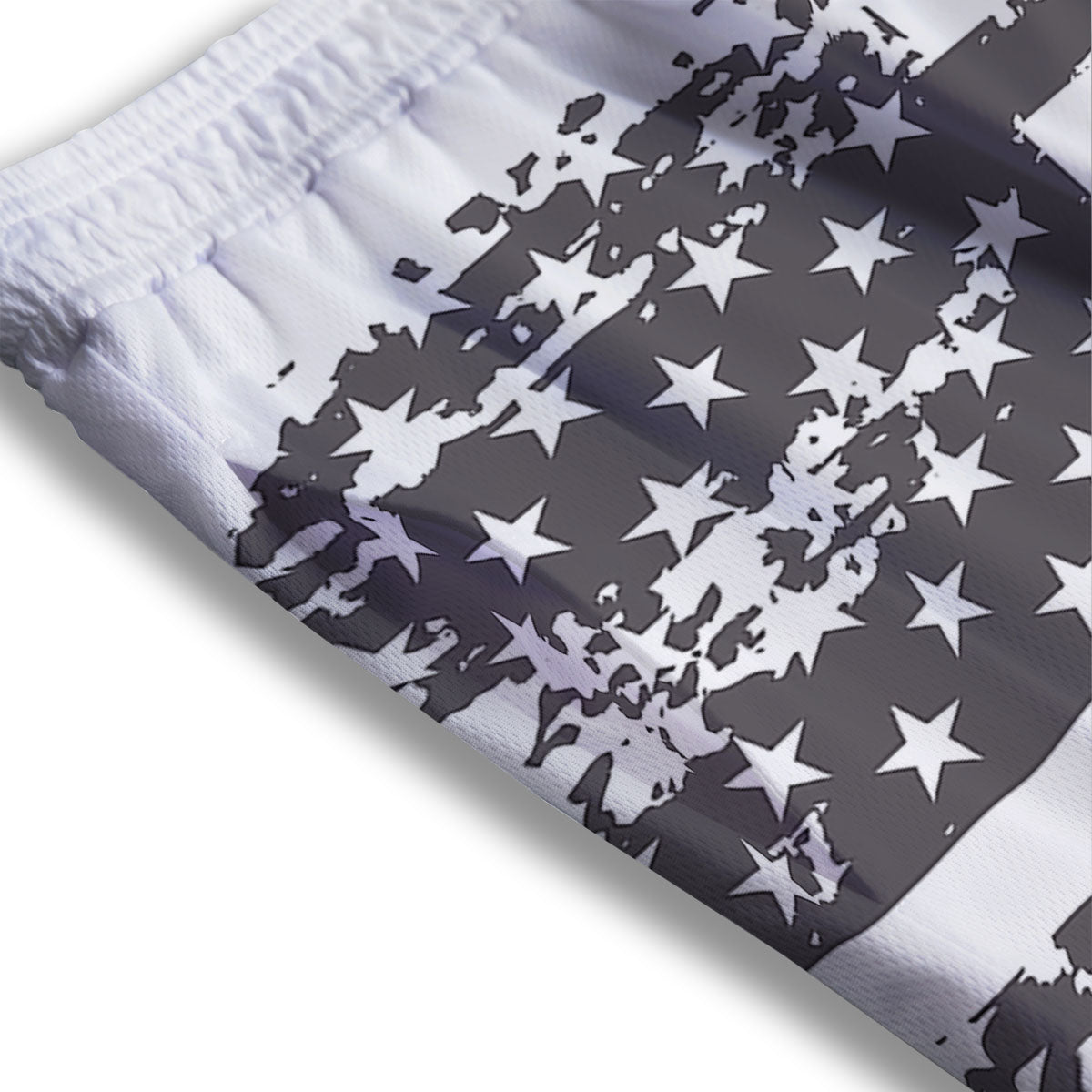 American Flag White And Black Print Mesh Shorts