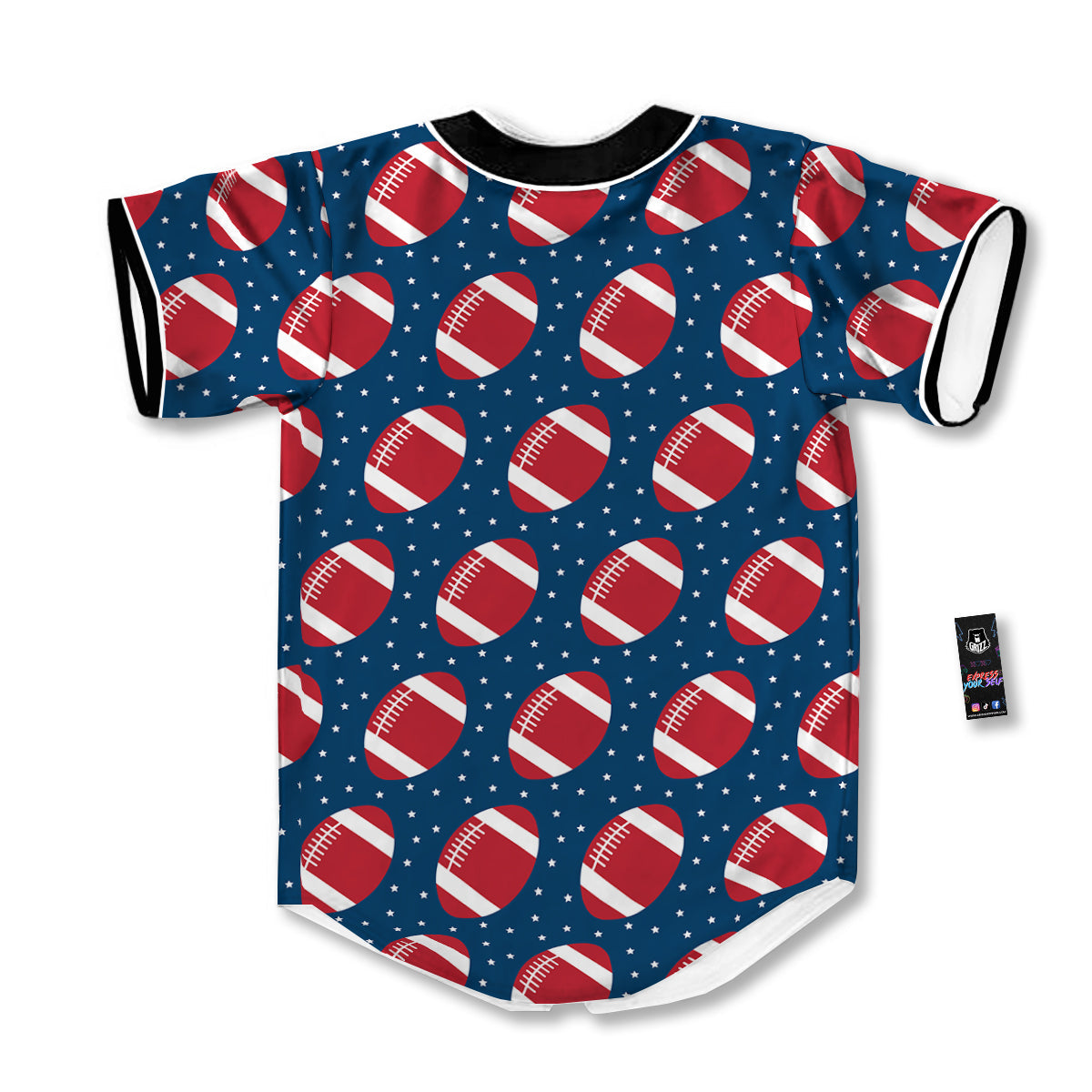 American Football Ball Print Pattern Baseball Jersey-grizzshop